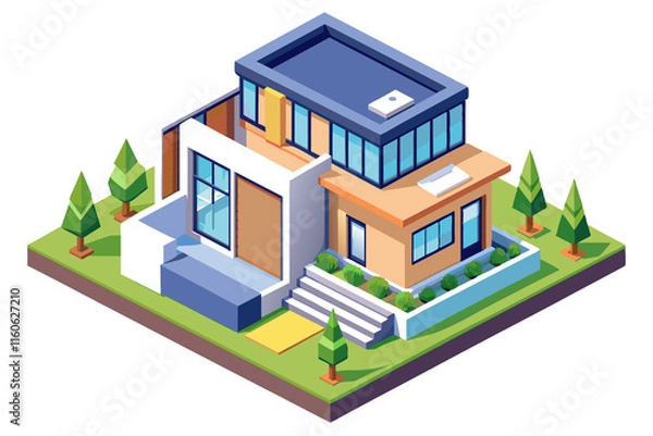 Fototapeta isometric view of a modern building