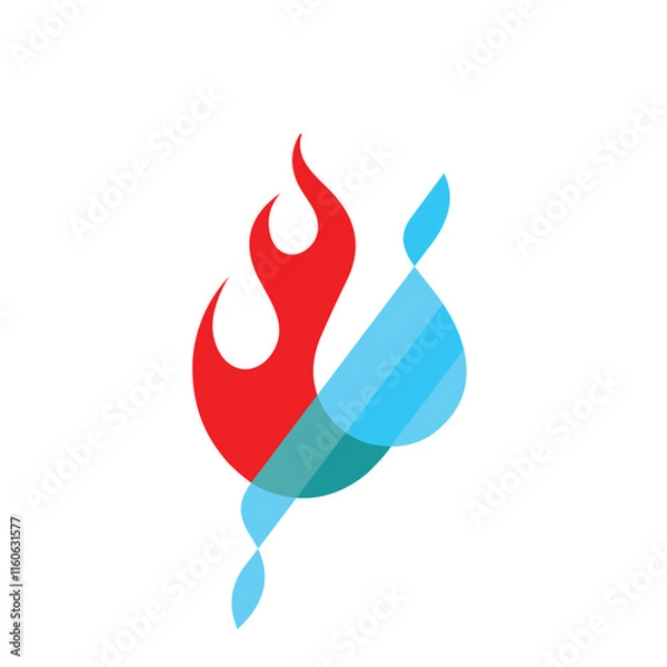 Fototapeta fire and water logo with modern concept