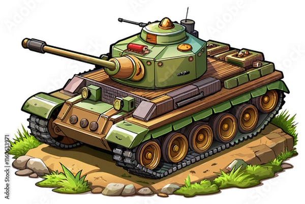 Fototapeta tank running in an explosion