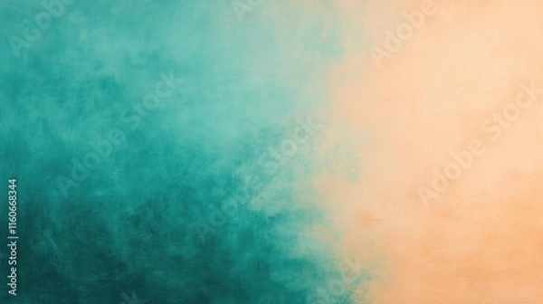 Fototapeta beautiful grainy gradient background transitioning from deep teal to soft peach tones.