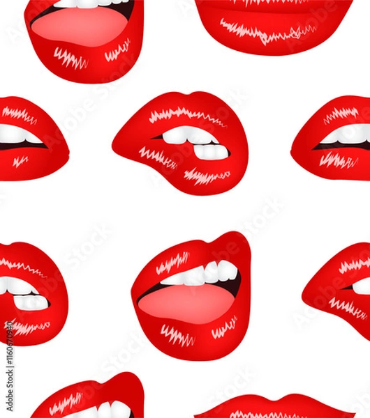 Fototapeta Pattern lips cute on white background.