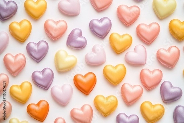 Fototapeta A collection of colorful hearts on a plain white surface, perfect for Valentine's Day or other celebrations