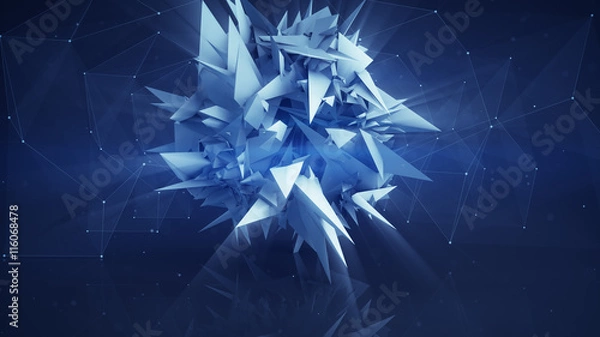 Fototapeta Polygonal network shape abstract 3D render