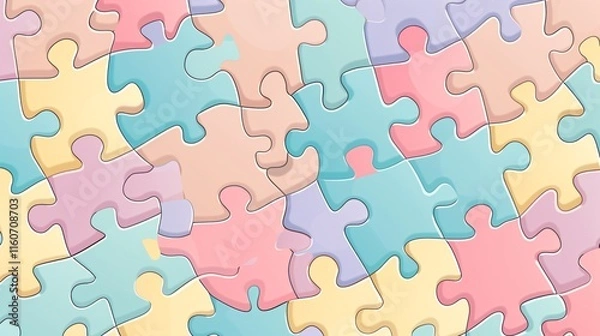 Fototapeta Vibrant Colorful Jigsaw Puzzle Square Seamless Pattern Endless Design