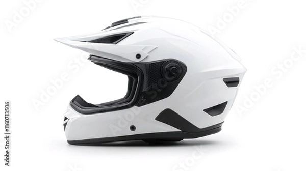 Fototapeta A white and black full-face helmet with an open visor.