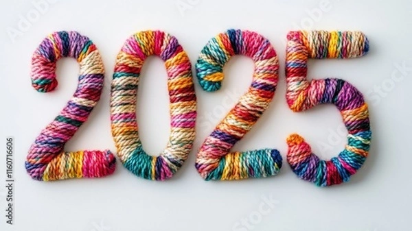 Obraz Colorful Yarn Forms the Number Two Thousand Twenty Five
