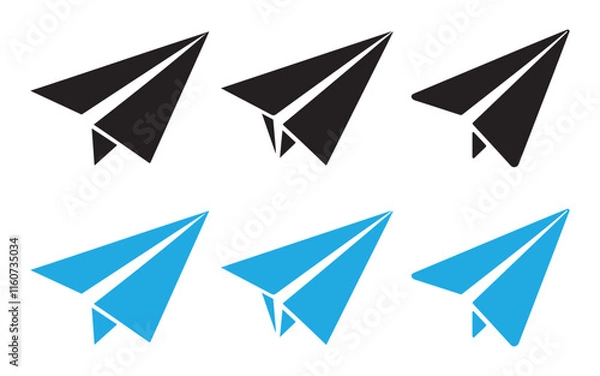 Fototapeta Paper airplane icon set vector on white background 