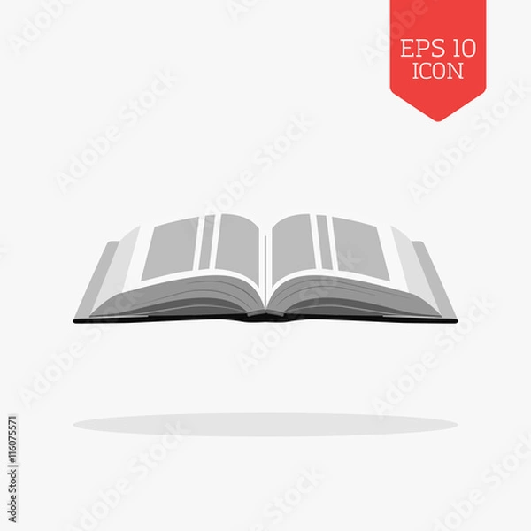 Fototapeta Open bible icon. Flat design gray color symbol. Modern UI web na