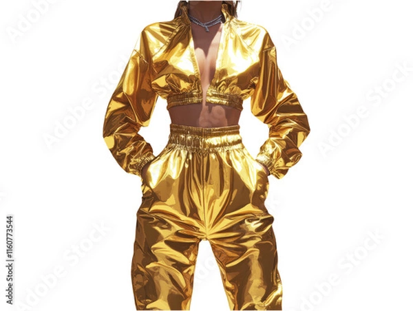 Fototapeta Stylish Metallic Jumpsuit with Accents in 3D Rendered Setting