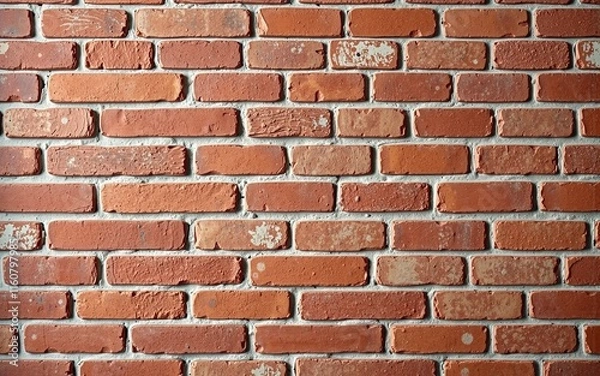 Fototapeta A rustic red brick wall with varying textures
