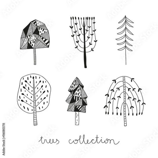 Obraz vector seamless pattern with hand drawn tree