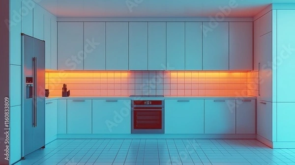 Obraz 2025 Creative Projects modern design. Modern kitchen with vibrant lighting and sleek design.