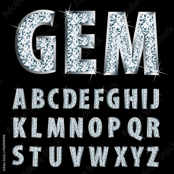 Obraz Colorful Diamond ABC. Gemstone styled alphabet letters collection, vector eps10
