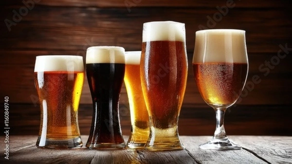 Obraz glassed of beer on wooden background