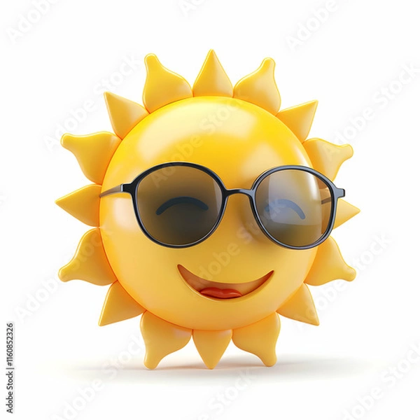 Fototapeta Cartoon Sun Character with Sunglasses and a Smile for Summer Vibes