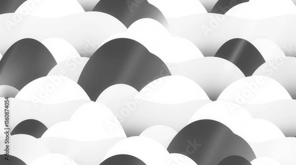 Obraz A monochromatic abstract design featuring layered waves of black, white, and gray, creating a sense of depth and texture.