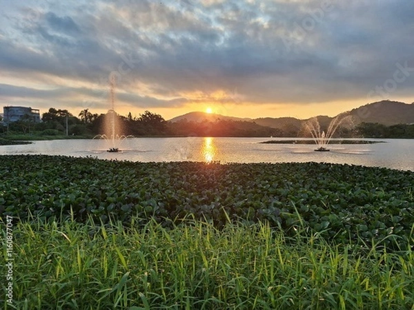 Obraz sunset over the river