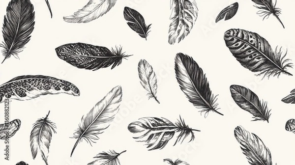 Obraz Elegant Black and White Feather Pattern Design