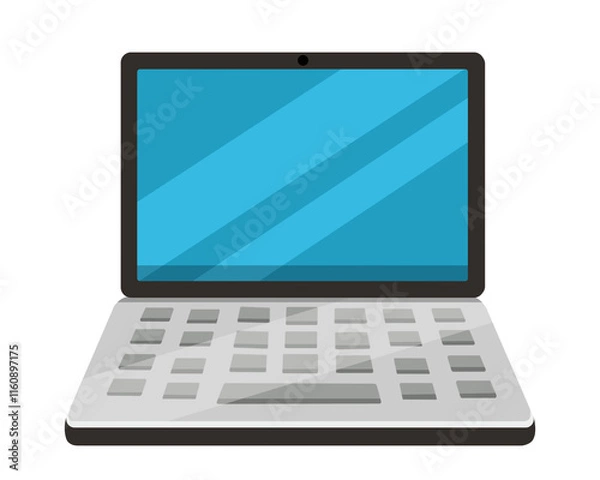Obraz Laptop vector with blue screen. PC icon in trendy style. Laptop monitor empty display. Desktop vector in modern style. Elements for work, office, and business. Vector illustration. Laptop isolated. 