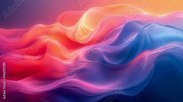 Fototapeta Abstract waves of vibrant pink, orange, and purple hues, resembling fluid motion and soft gradients in a dynamic artistic composition