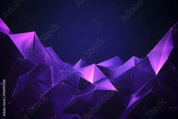 Fototapeta Abstract 3D Purple Mountainscape Background