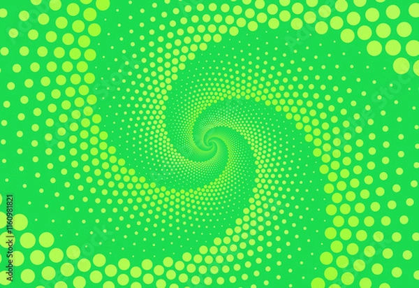 Fototapeta Abstract light green background with polka dots in a spiral