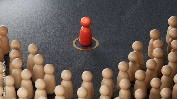 Fototapeta 3d illustration of many pawns over golden and representing a class action or a collective redress concept.3D rendering on black background.