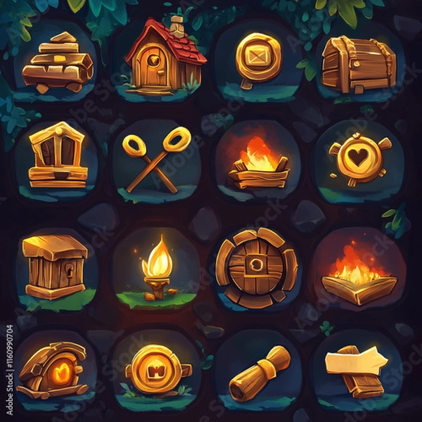 Obraz 2D abstract gaming background illustration Casual game background environment for adventure or combat mobile game. cartoon style in game art background environment.