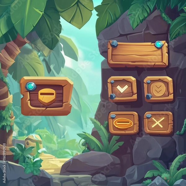 Obraz 2D abstract gaming background illustration Casual game background environment for adventure or combat mobile game. cartoon style in game art background environment.