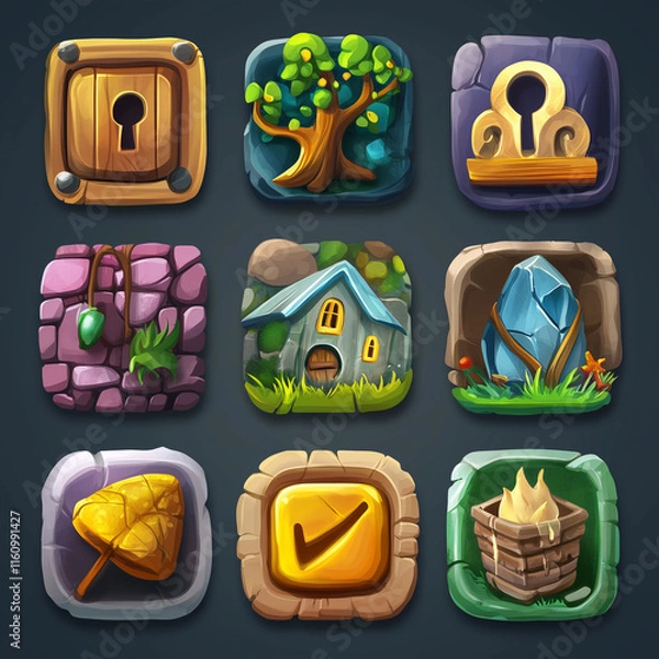 Obraz 2D abstract gaming background illustration Casual game background environment for adventure or combat mobile game. cartoon style in game art background environment.