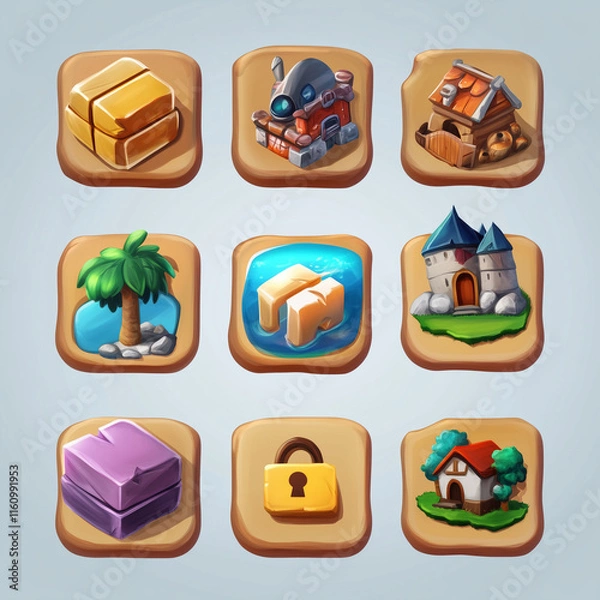 Obraz 2D abstract gaming background illustration Casual game background environment for adventure or combat mobile game. cartoon style in game art background environment.