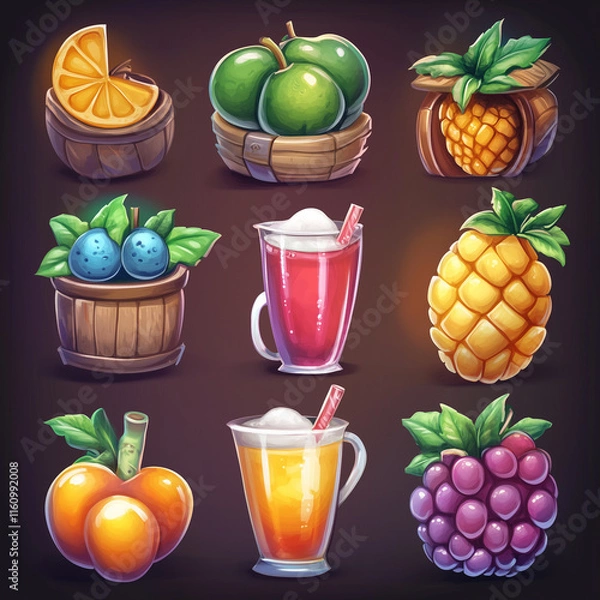 Obraz 2D abstract gaming background illustration Casual game background environment for adventure or combat mobile game. cartoon style in game art background environment.