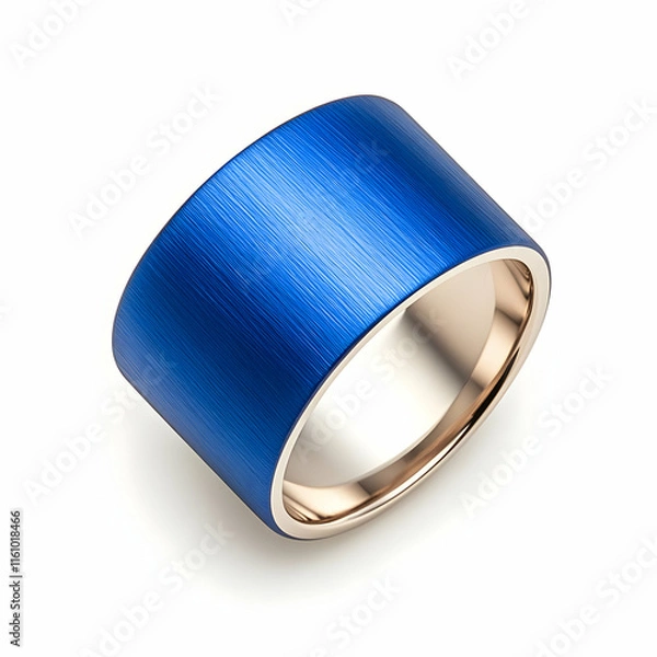 Fototapeta Blue Brushed Metal Ring 3D Render