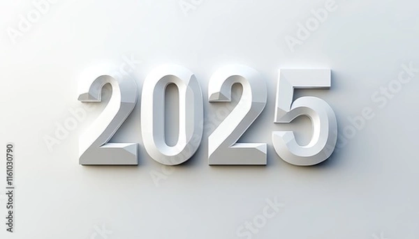 Fototapeta White 2025 New Year Design  Minimalist Style
