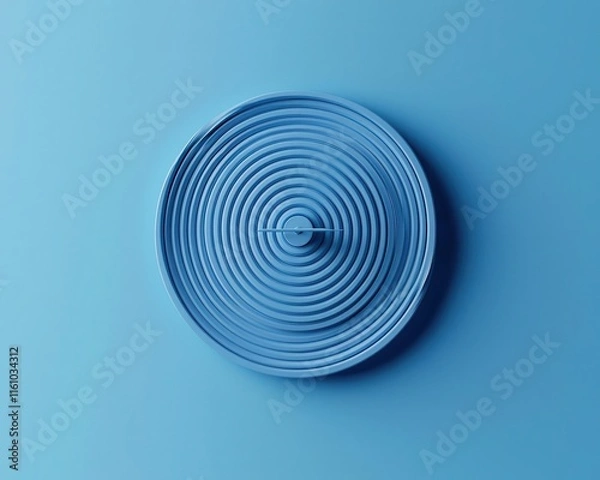 Obraz 3D render of a blue target with an arrow in the center on a solid background