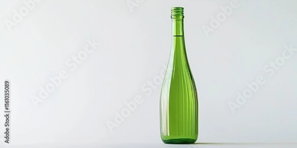 Fototapeta Full green plastic vinegar bottle showcasing wine vinegar against a clean white background, emphasizing the vibrant color of the vinegar bottle, perfect for culinary themed visuals.