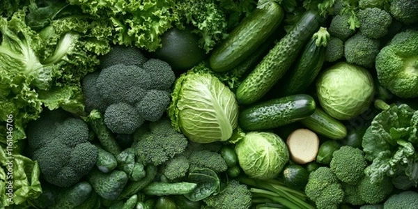 Fototapeta Embracing healthy eating involves incorporating fresh organic vegetables, emphasizing the importance of green foods in a nutritious diet for overall well being.