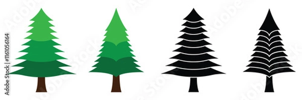 Obraz Christmas tree black icon collection. Vector illustration, eps 10