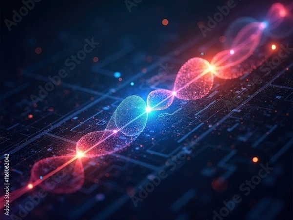 Fototapeta Abstract illustration showcasing the intricate design and functionality of a quantum computer with mesmerizing visual effects and vibrant colors