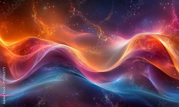 Fototapeta cosmic waves shift into vibrant, surreal abstract textures., Generative AI