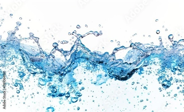 Obraz Splashing blue water with white background.