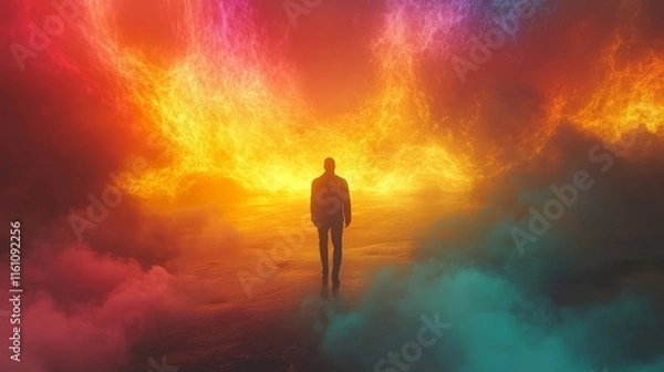 Fototapeta surreal dreamworlds pulse through radiant, ethereal cosmic landscapes., Generative AI