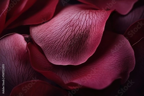 Fototapeta Close-up of deep red rose petals, showcasing intricate texture and rich color.
