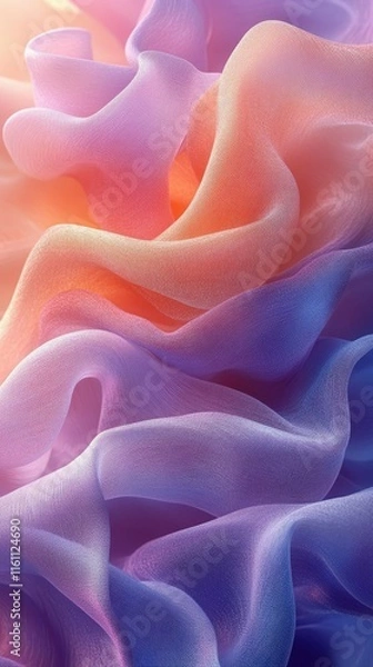 Fototapeta Abstract Pastel Fabric Drape Soft, Dreamy Lavender, Peach and Purple Gradient Texture