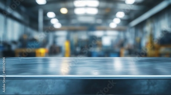 Fototapeta Blurred Background of an Industrial Workshop with Workshop Tools