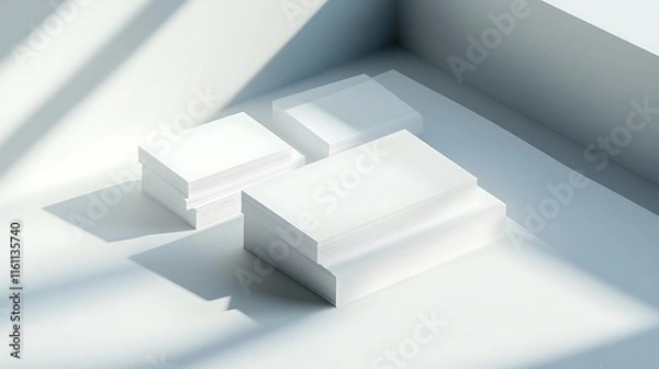 Fototapeta Blank business card mockup on white textured background 3d illustration 3d rendering card template