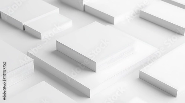 Fototapeta Blank business card mockup on white textured background 3d illustration 3d rendering card template