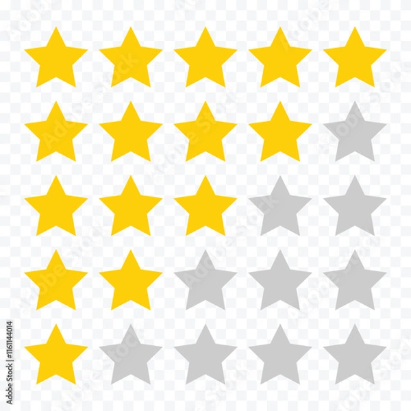 Obraz Customer product review icon. Rating stars badges. Feedback or review. Five stars icon. 5 star rating icon. Set of rating stars in different styles.