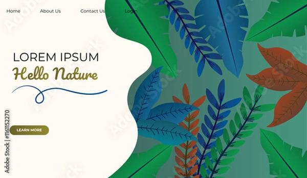 Fototapeta Hello Spring hand drawn illustration. Season lettering for greeting card, poster, banner, invitation, brochure, voucher discount. Spring background with colorful flower and leaf. Spring time.