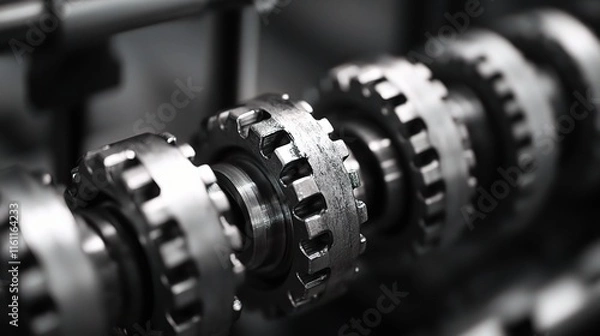 Fototapeta Close-Up View of an Empty Mass Production Assembly Line in Factory